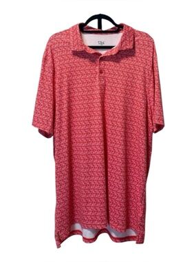 1764 Signature Men's Red & white bicycle Patterned Polo